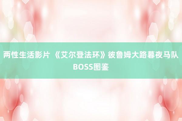 两性生活影片 《艾尔登法环》彼鲁姆大路暮夜马队BOSS图鉴