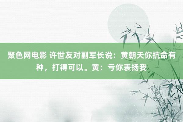 聚色网电影 许世友对副军长说：黄朝天你抗命有种，打得可以。黄：亏你表扬我