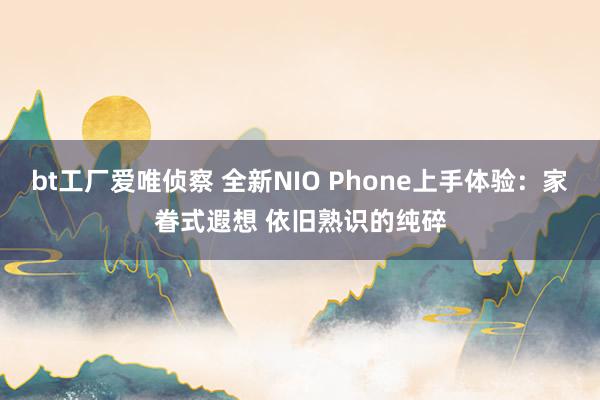 bt工厂爱唯侦察 全新NIO Phone上手体验：家眷式遐想 依旧熟识的纯碎