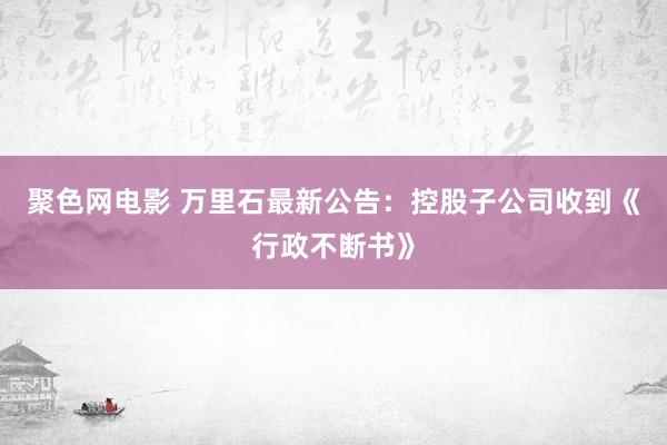 聚色网电影 万里石最新公告：控股子公司收到《行政不断书》