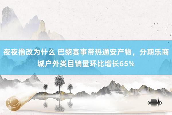 夜夜撸改为什么 巴黎赛事带热通安产物，分期乐商城户外类目销量环比增长65%