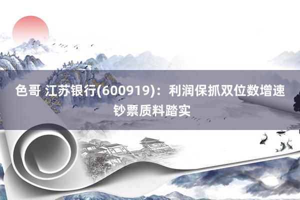 色哥 江苏银行(600919)：利润保抓双位数增速 钞票质料踏实