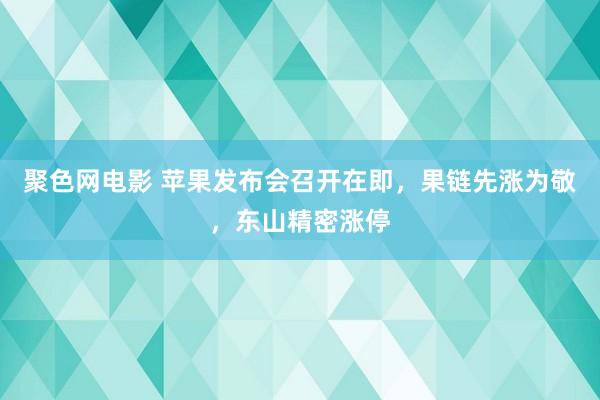 聚色网电影 苹果发布会召开在即，果链先涨为敬，东山精密涨停