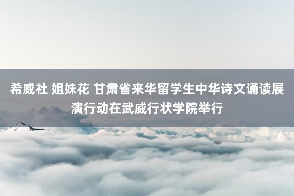 希威社 姐妹花 甘肃省来华留学生中华诗文诵读展演行动在武威行状学院举行